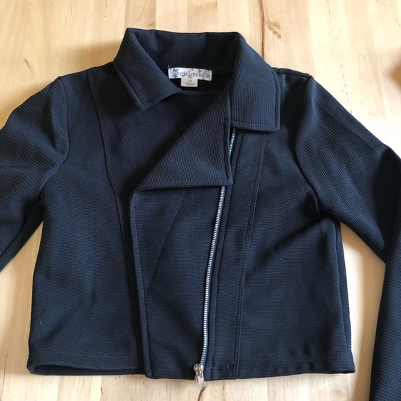 Knitworks Black Moto Jacket Girls Sz 10 - Picture 3 of 7